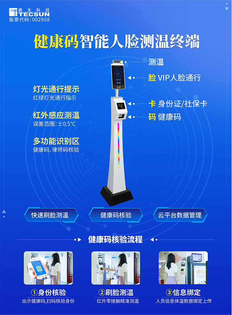 人臉識別測溫健康碼核驗一體機